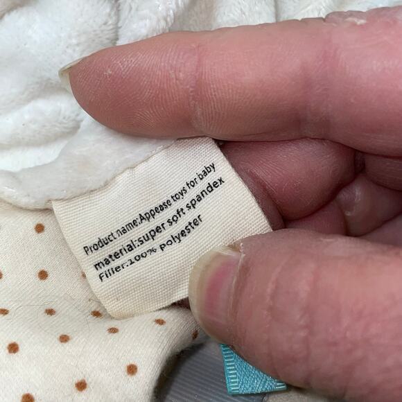 Appease Lovey Bunny Rabbit Security Blanket Baby Plush Tabs Rattle Embroider 10" - Picture 13 of 15